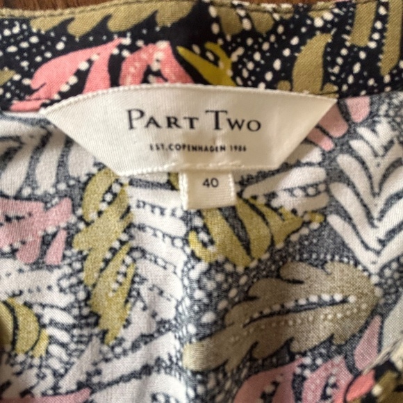 Part Two Copenhagen botanical print 3/4 sleeve blouse flowy size EU40 - Picture 11 of 16